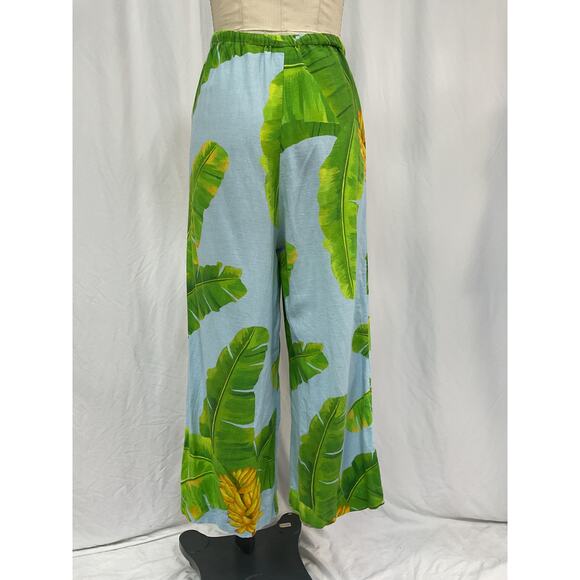 Farm Rio Fresh Green Linen Bananas Pants Size S - Picture 3 of 5